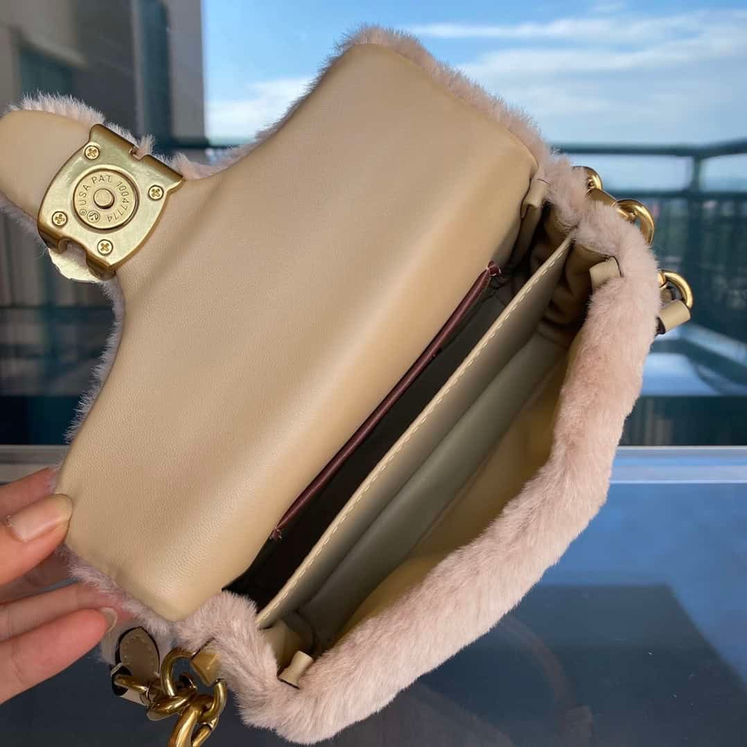 Coach Shearing Tabby Small Furry Little Cutie Handbag - Cream 72130 | Sandra Bags - Image 2