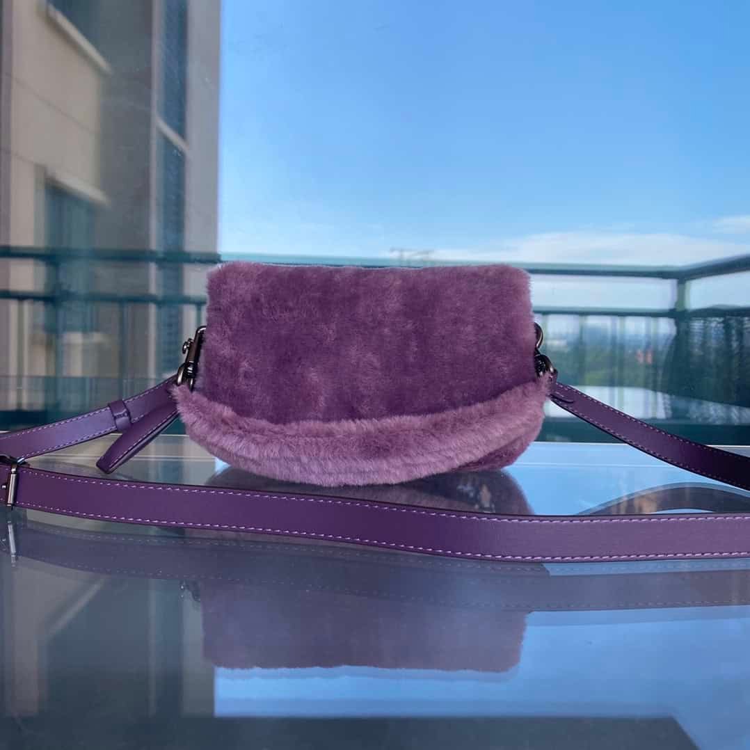 Coach Shearing Tabby Small Furry Little Cutie Handbag - Purple 22083 | Sandra Bags - Image 3