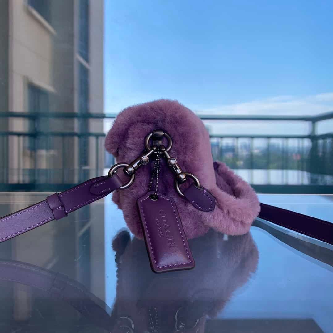 Coach Shearing Tabby Small Furry Little Cutie Handbag - Purple 22083 | Sandra Bags - Image 5