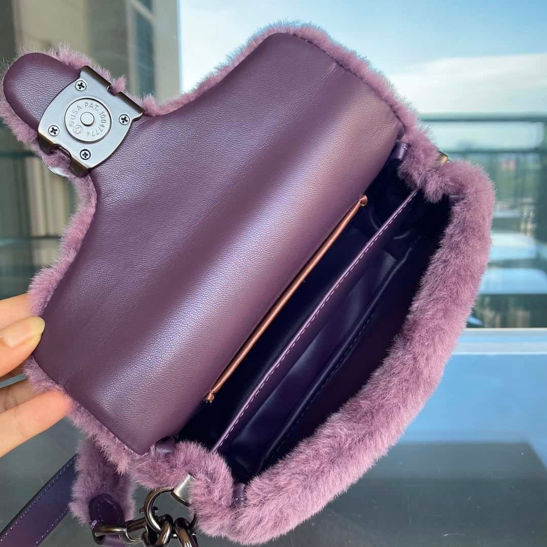 Coach Shearing Tabby Small Furry Little Cutie Handbag - Purple 22083 | Sandra Bags - Image 2