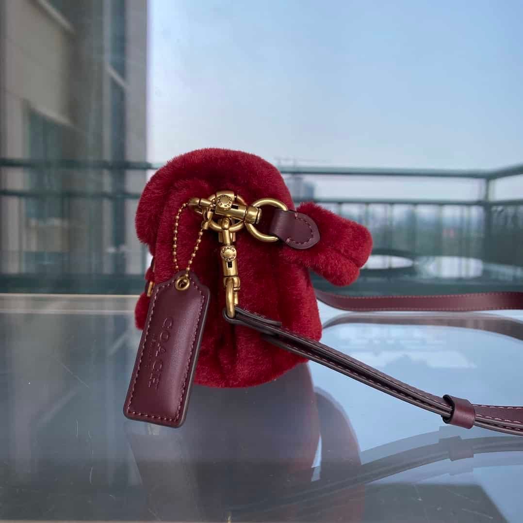 Coach Shearing Tabby Small Furry Little Cutie Handbag - Red 99429 | Sandra Bags - Image 4