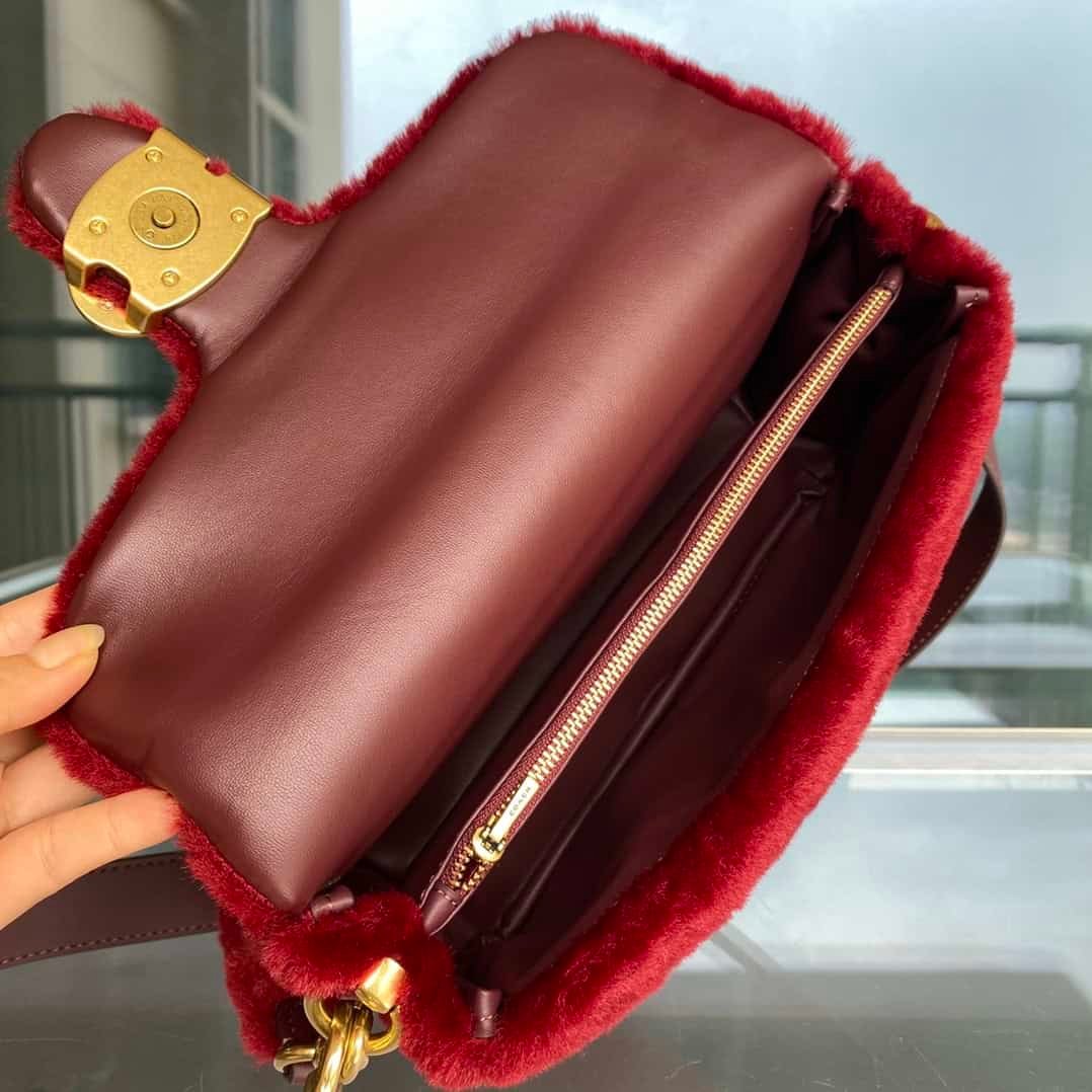 Coach Shearing Tabby Large Furry Little Cutie Handbag - Red 10343 | Sandra Bags - Image 2