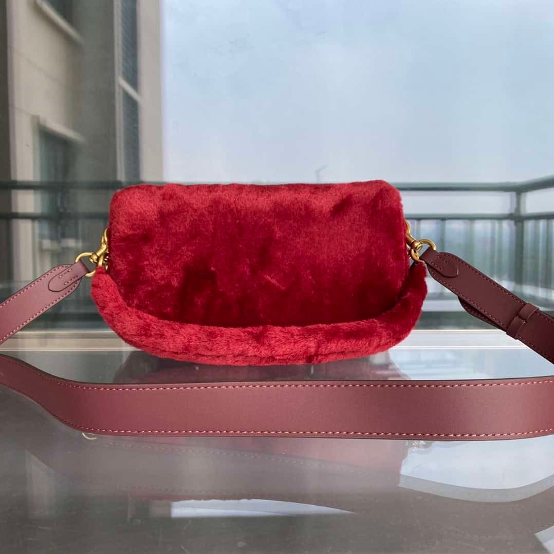 Coach Shearing Tabby Large Furry Little Cutie Handbag - Red 10343 | Sandra Bags - Image 5