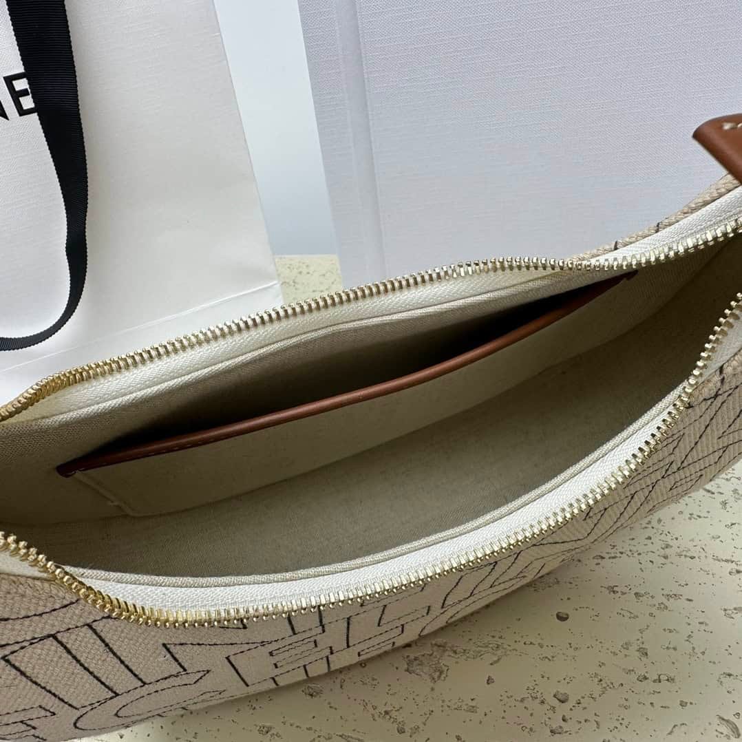 Celine Ava Letter Logo All-over Printed Fabric Strap Handbag - Cream 71481 | Sandra Bags - Image 2