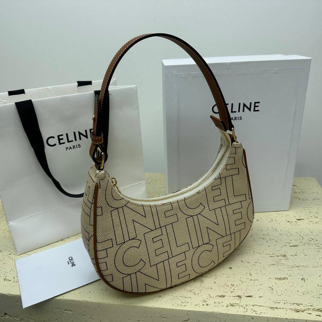 Celine Ava Letter Logo All-over Printed Fabric Strap Handbag - Cream 71481 | Sandra Bags - Image 5