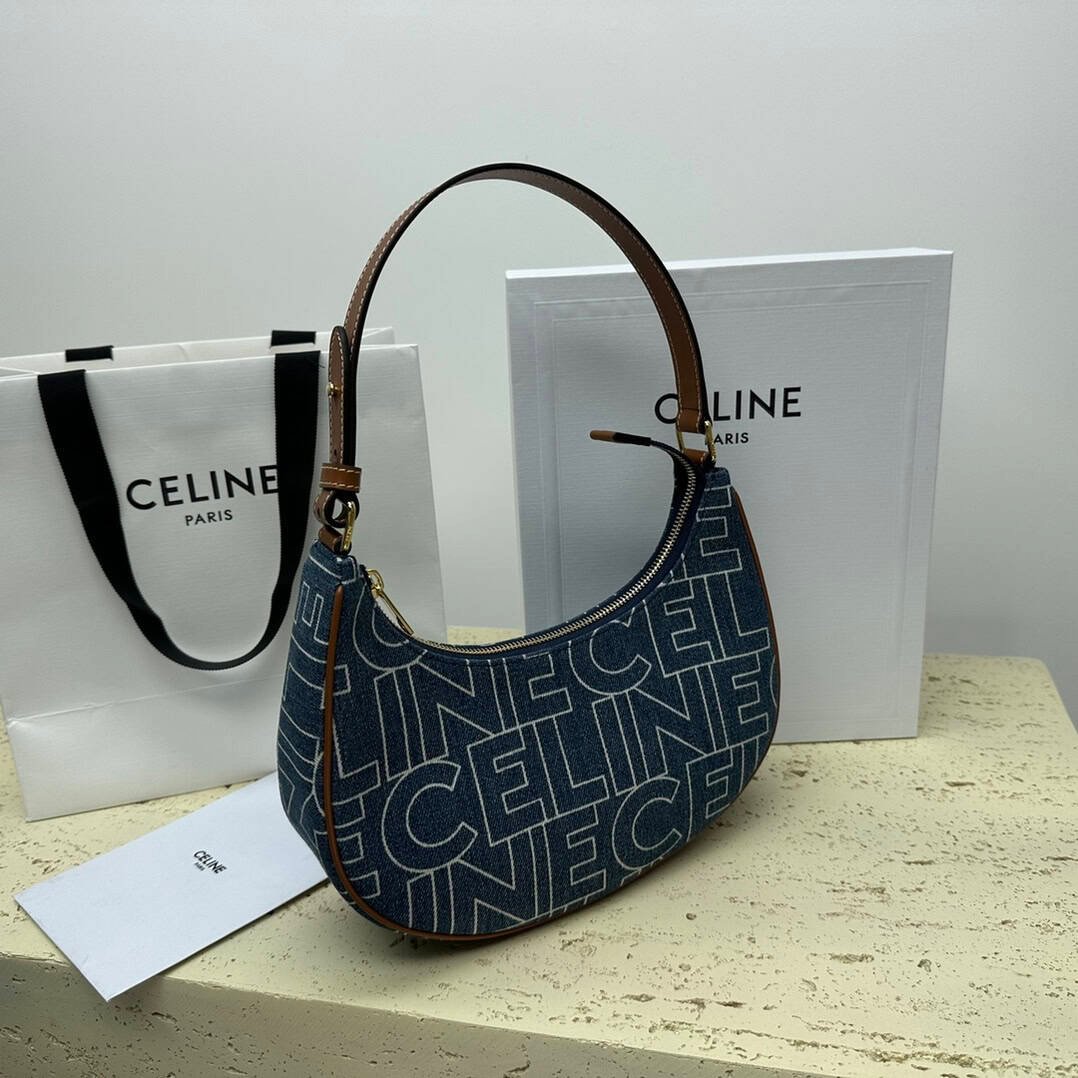 Celine Ava Letter Logo All-over Printed Fabric Strap Handbag - Blue 33417 | Sandra Bags - Image 5