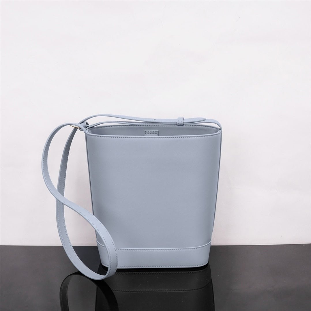 Celine Cuir Triomphe Small Smooth Cow Leather Bucket Bag - Blue 41036 | Sandra Bags - Image 4