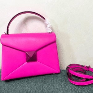 Valentino One Stud Large Sheepskin Handbag - Rose Red 96520 | Sandra Bags