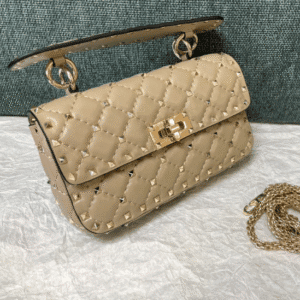 Valentino Small Papaya Gram Classic Studded Handbag - Cream 29085 | Sandra Bags