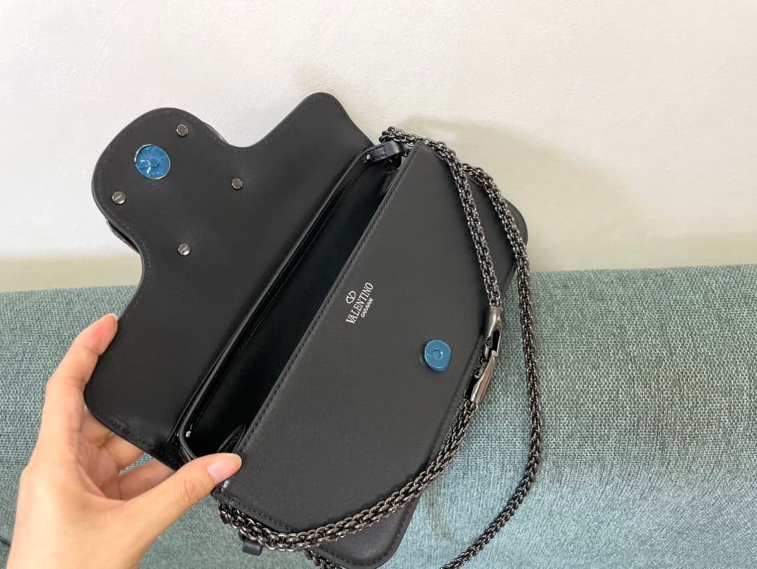 Valentino Calfskin Star Diamond Small Handbag - Black 59338 | Sandra Bags - Image 3