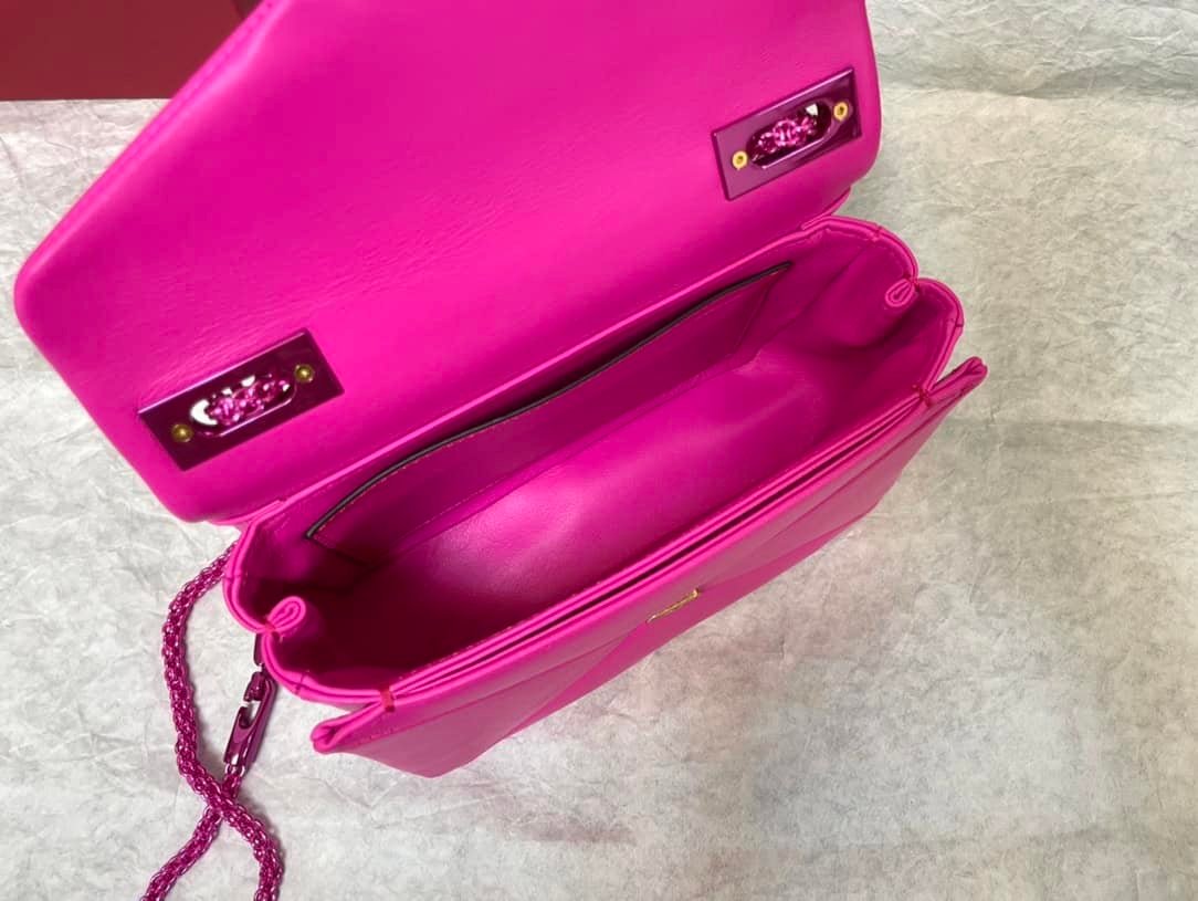 Valentino Chain Sheepskin Tofu Bag - Rose Red 25764 | Sandra Bags - Image 2