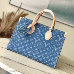 Louis Vuitton Onthego Medium Denim Square Bag - Blue 35680 | Sandra Bags