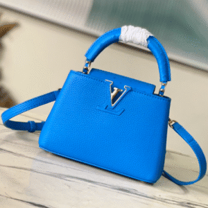 Louis Vuitton Capucines Taurillon Small Handbag - Blue Ostrich 12418 | Sandra Bags