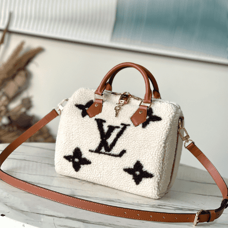 Louis Vuitton Speedy Bandouliere 25 Shearling Handbag - White 26856 | Sandra Bags
