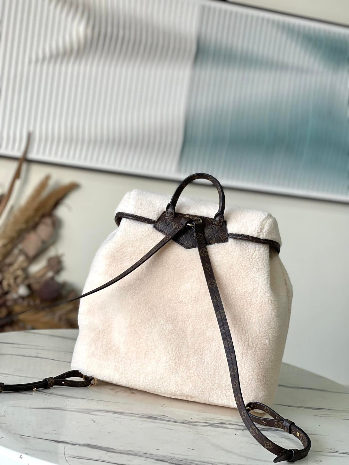 Louis Vuitton Backpack Shearling Handbag - White 67981 | Sandra Bags - Image 3