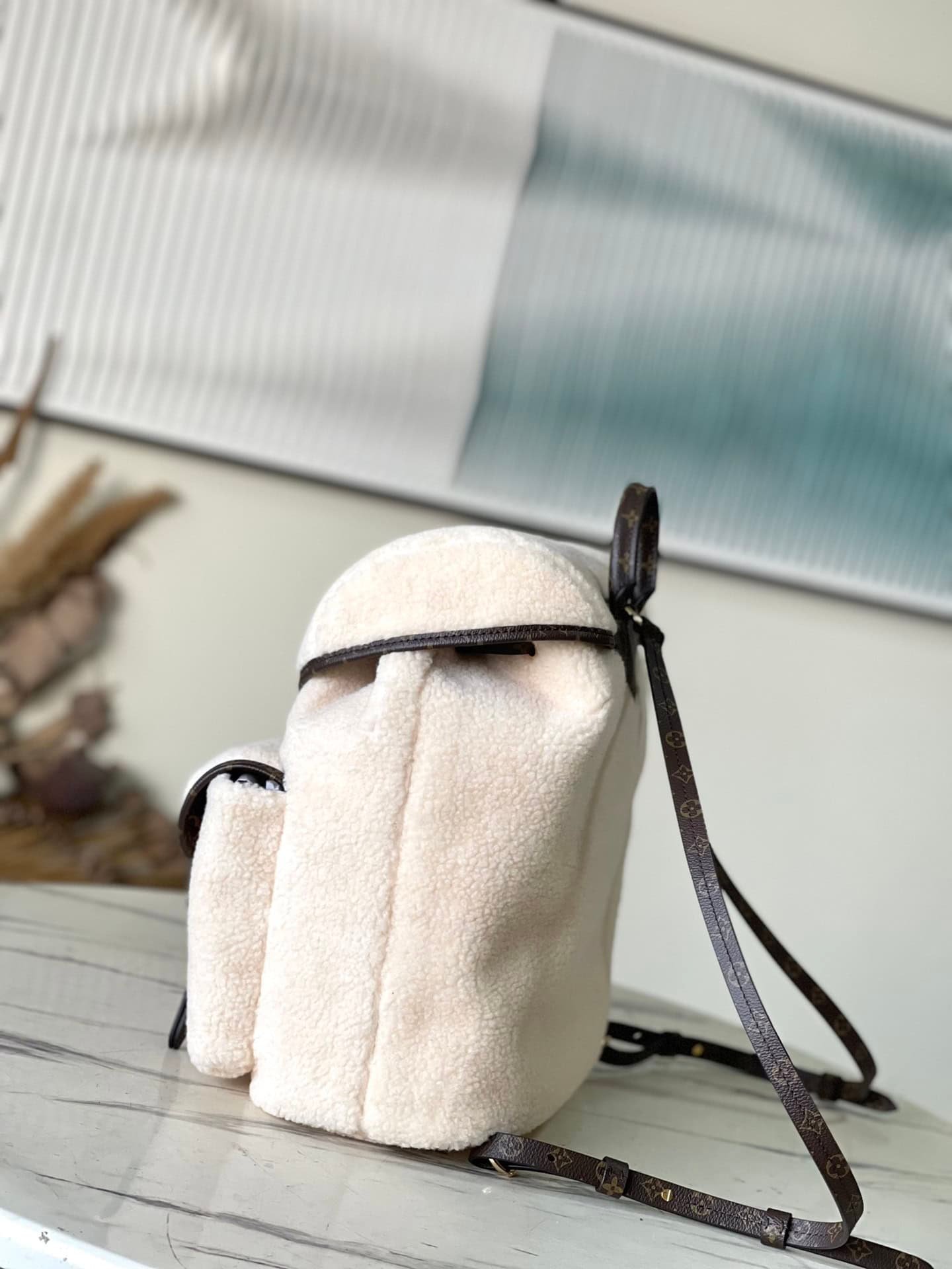Louis Vuitton Backpack Shearling Handbag - White 67981 | Sandra Bags - Image 5