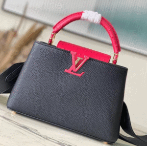 Louis Vuitton Ostrich Pattern Capucines Small Handbag - Black Red 84351 | Sandra Bags