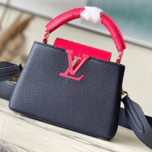 Louis Vuitton Ostrich Pattern Capucines Small Handbag - Black Red 45842 | Sandra Bags