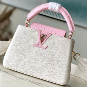 Louis Vuitton Ostrich Pattern Capucines Small Handbag - Pink White 37771 | Sandra Bags