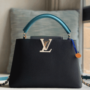 Louis Vuitton Taurillon Leather Capucines BB Medium Bag -  Black/Blue 34666 | Sandra Bags