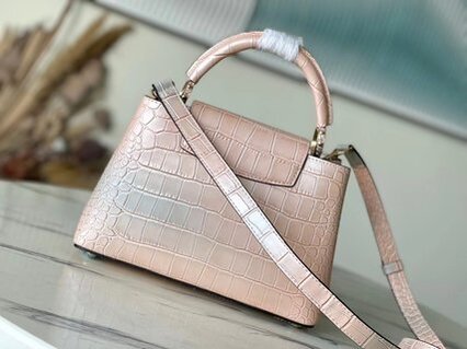 Louis Vuitton Sahara Crocodile Pattern Medium Handbag - Gold Powder 83702 | Sandra Bags - Image 4