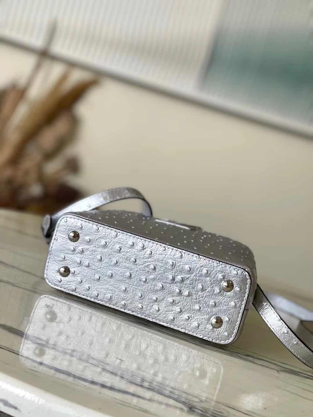 Louis Vuitton Mini Capucines Ostrich Leather Handbag - Silver 76580 | Sandra Bags - Image 3